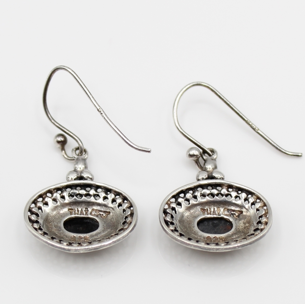 Vintage silver and onyx earrings - Picture 3 of 5